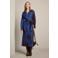 LOLALIZA midi blousejurk - blauw/bruin