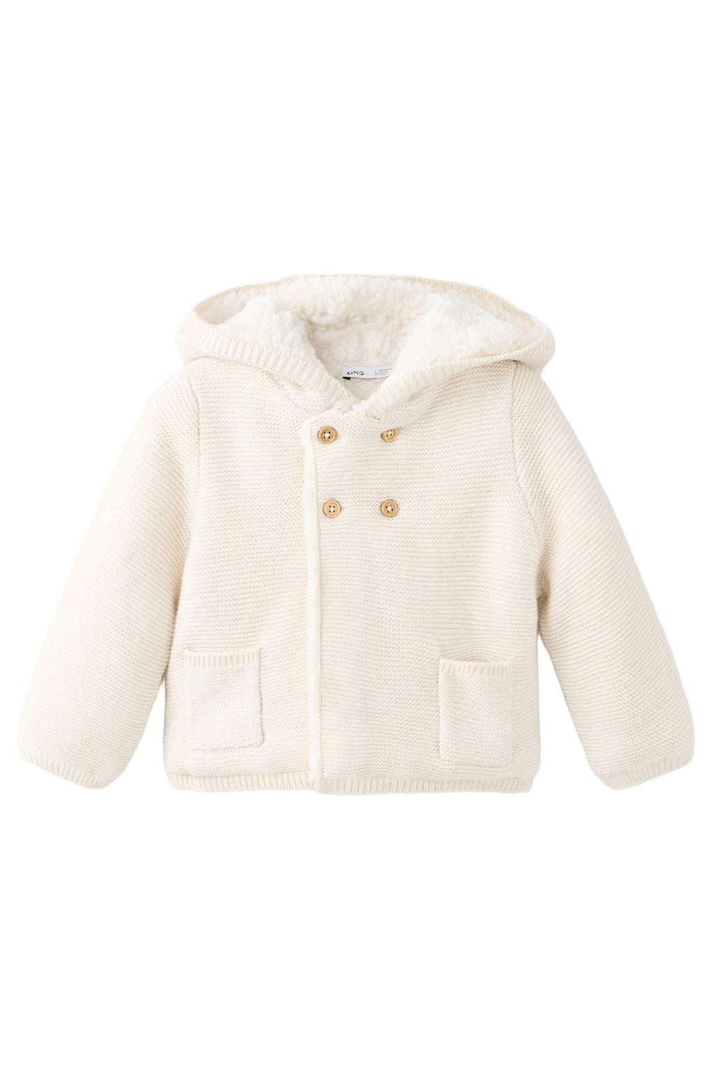 Mango Kids katoenen gebreid vest - beige