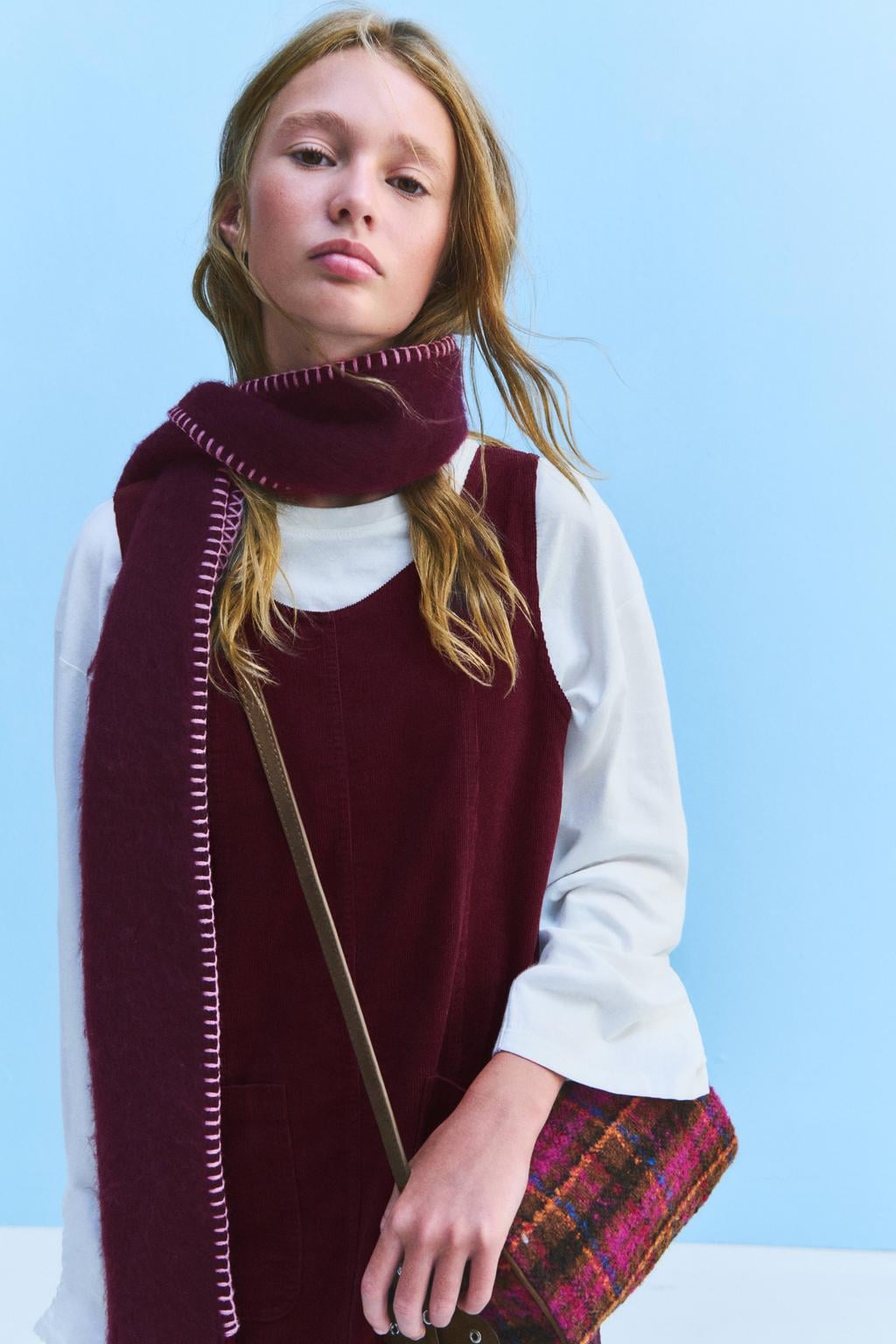 Mango Kids overgooier met corduroy details - donkerrood