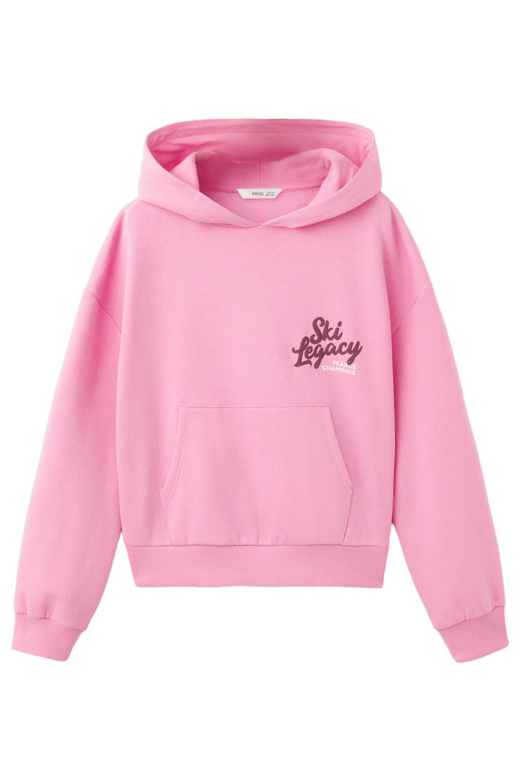 Mango Kids rechtvallende sweater met backprint - roze