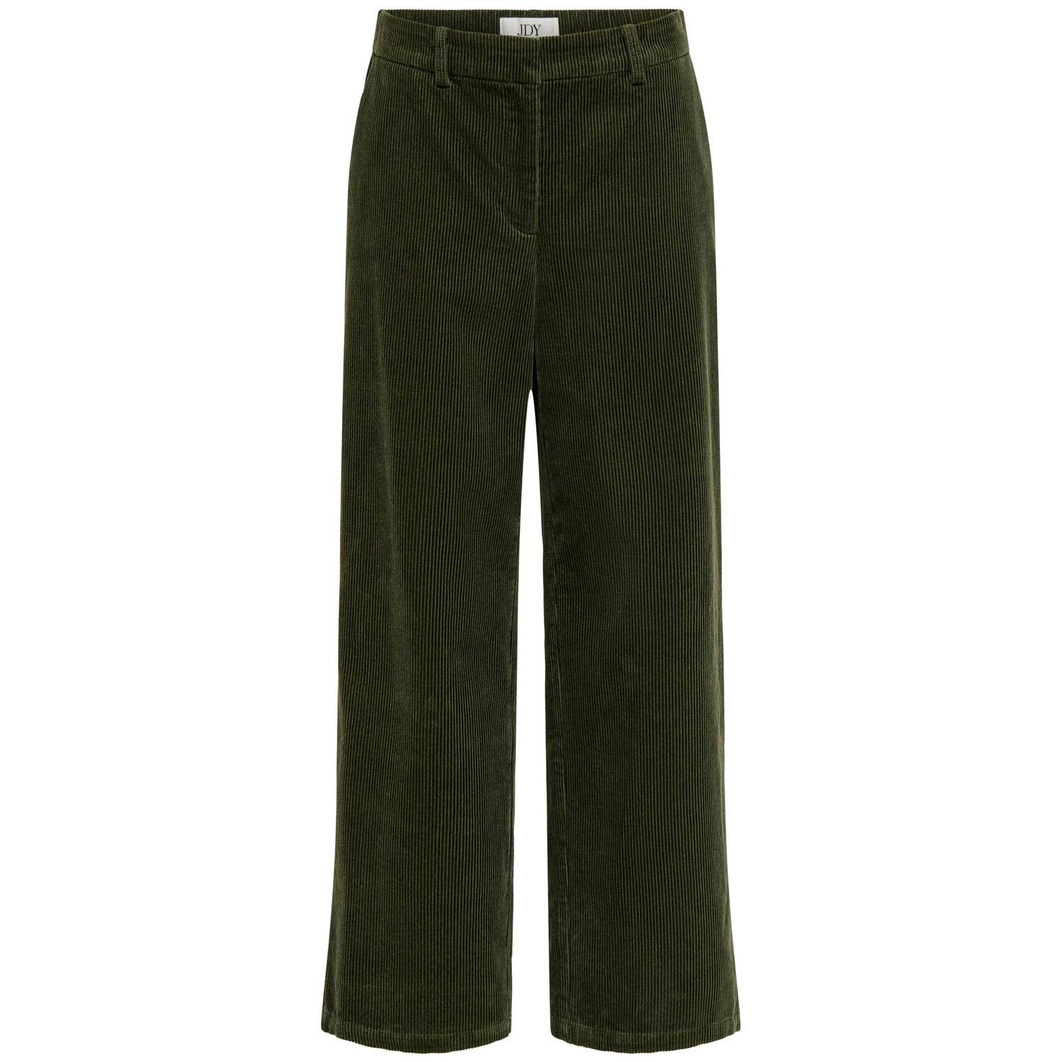 JDY corduroy straight leg casual broek donkergroen