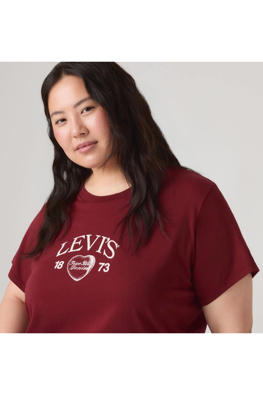 Levi's Plus T-shirt met logo - donkerrood