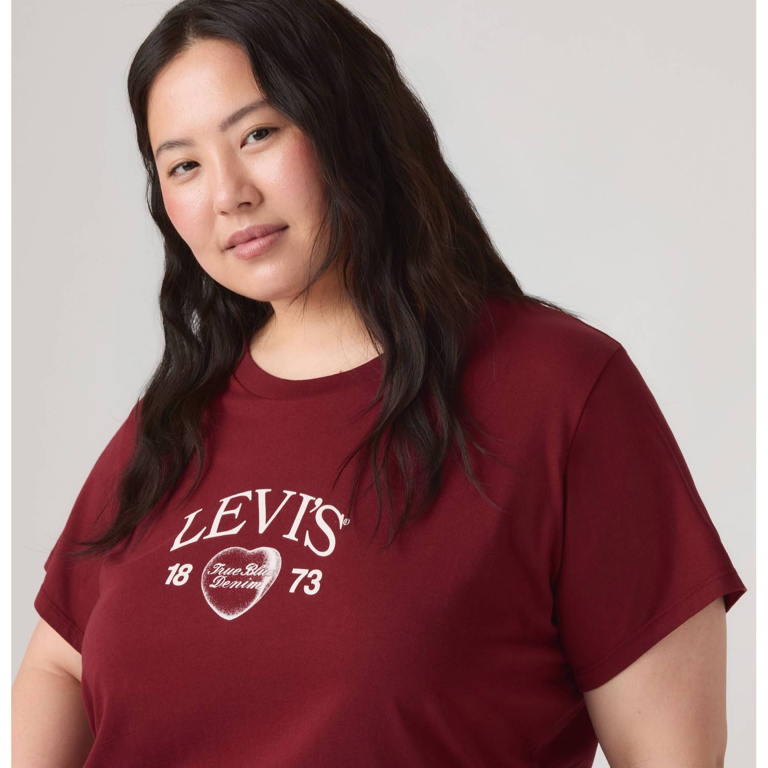 Levi's Plus T-shirt met logo donkerrood