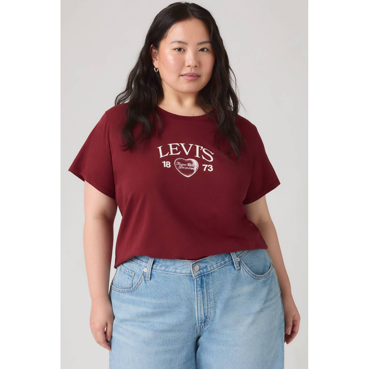 Levi's Plus T-shirt met logo donkerrood