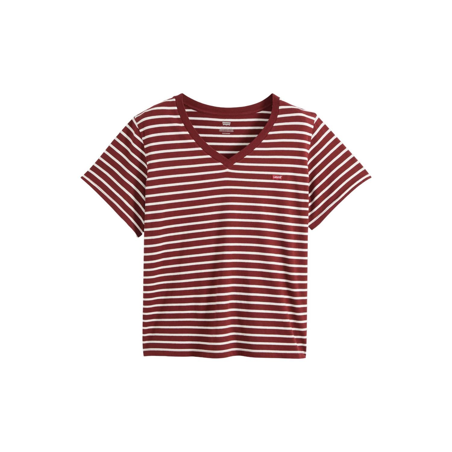 Levi's Plus gestreept T-shirt met logo rood