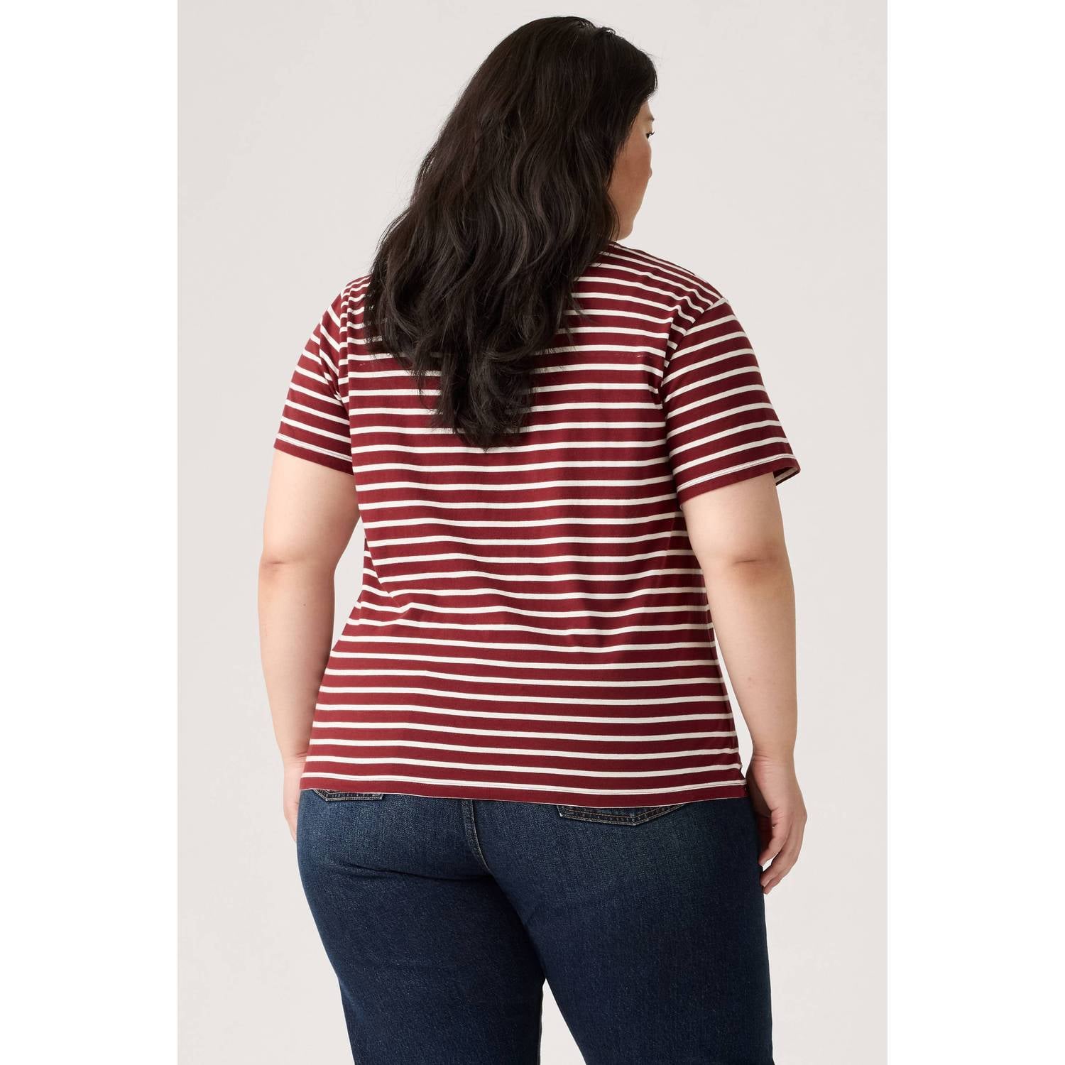 Levi's Plus gestreept T-shirt met logo rood