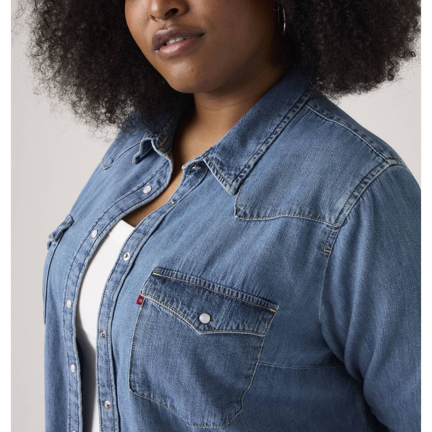 Levi's Plus denim blouse medium blue denim