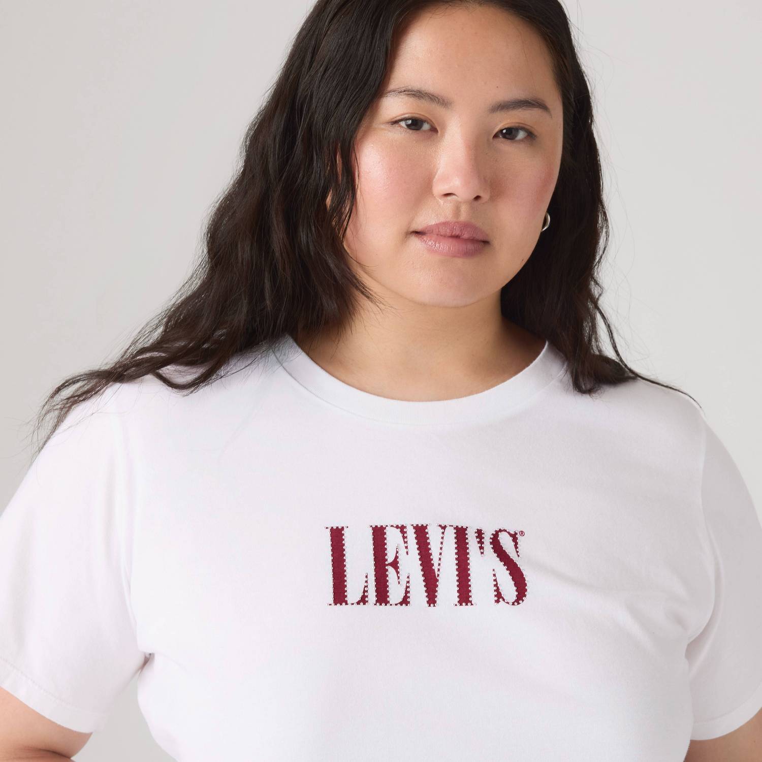 Levi's Plus T-shirt met strass-steentjes print en logo wit
