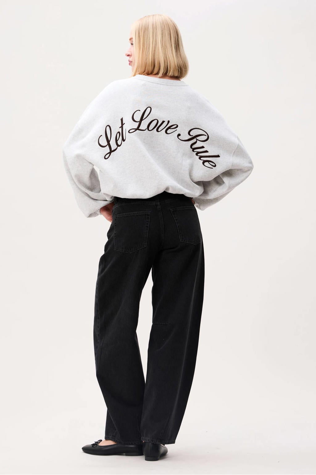 Catwalk Junkie katoenen pullover met tekst - grijs