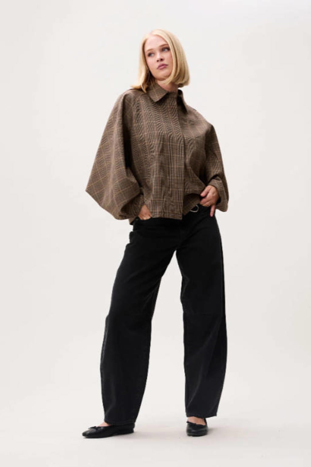 Beige dames Catwalk Junkie jas van polyester met effen, lange mouwen en blinde knoopsluiting