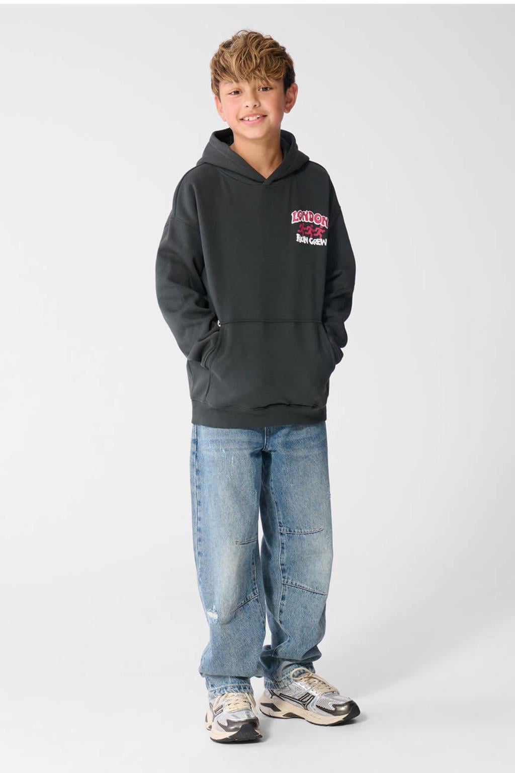Shoeby sweater met backprint - donkergrijs/rood