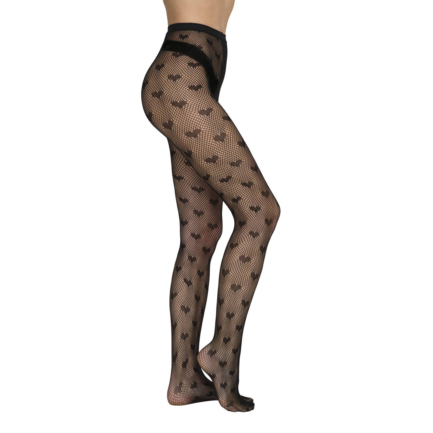 ONLY netpanty ONLSIENNA met hartjes zwart