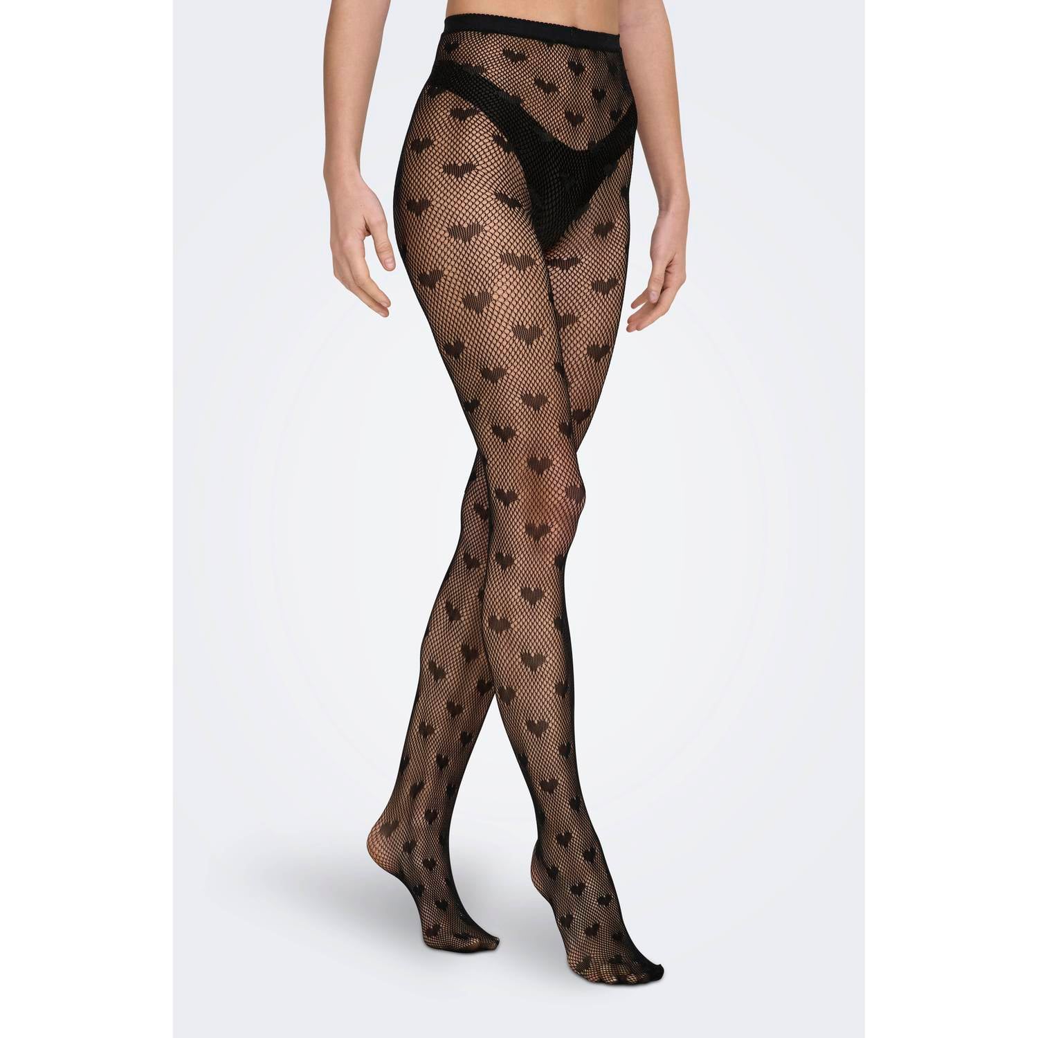 ONLY netpanty ONLSIENNA met hartjes zwart