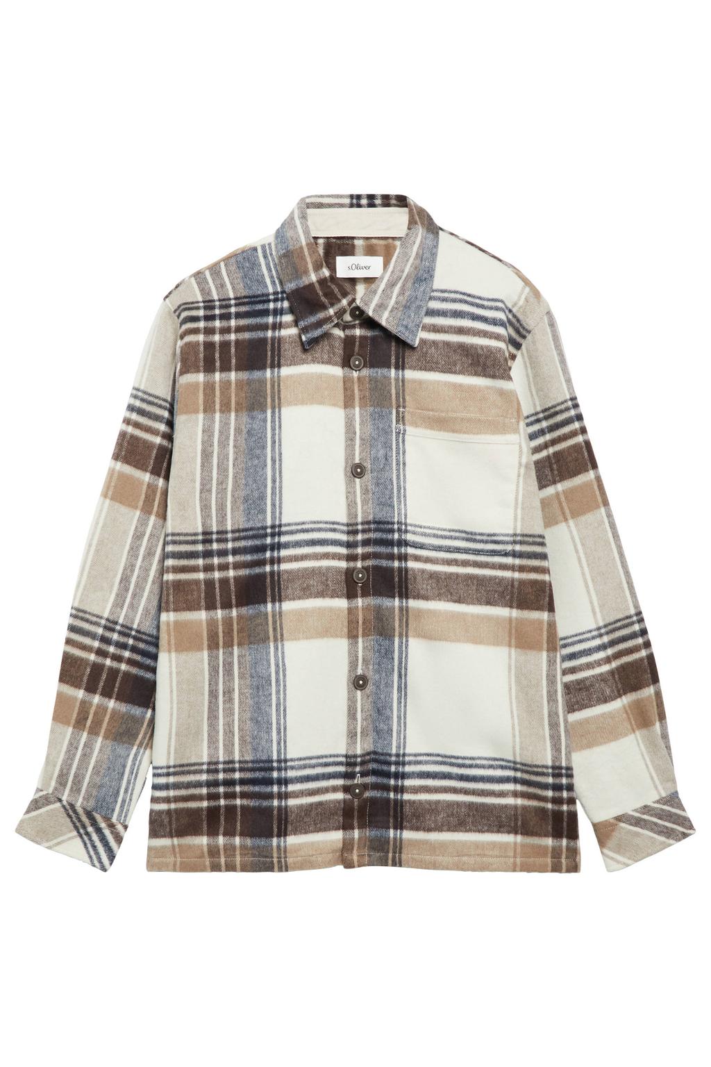 s.Oliver loose fit geruit overshirt - beige