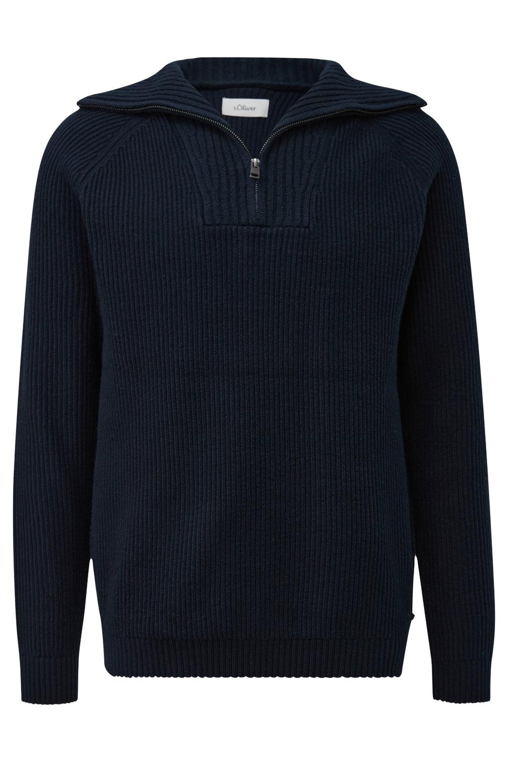 s.Oliver regular fit gebreide trui - blauwzwart