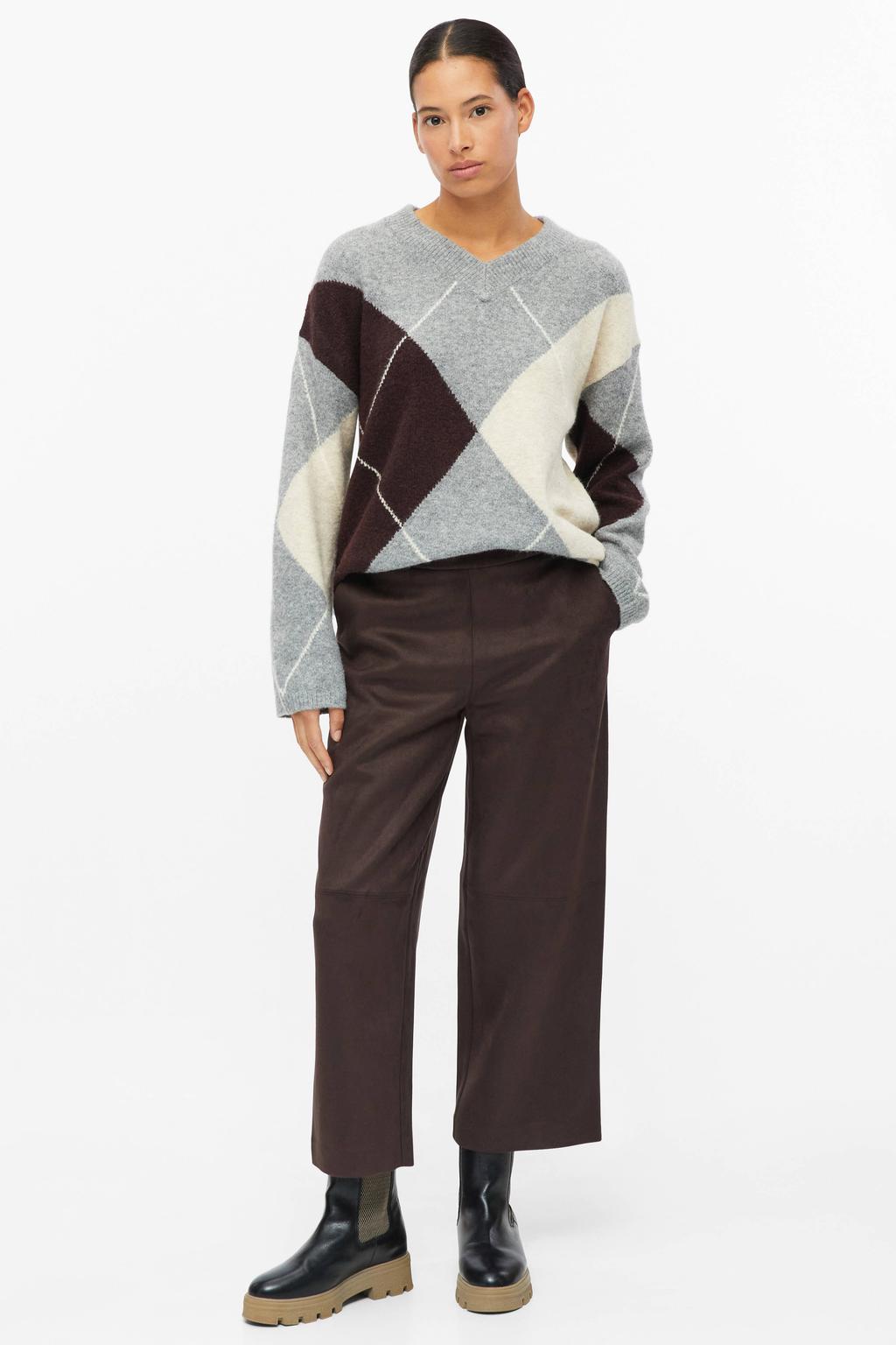 s.Oliver suèdelook wide leg regular waist culotte - bruin