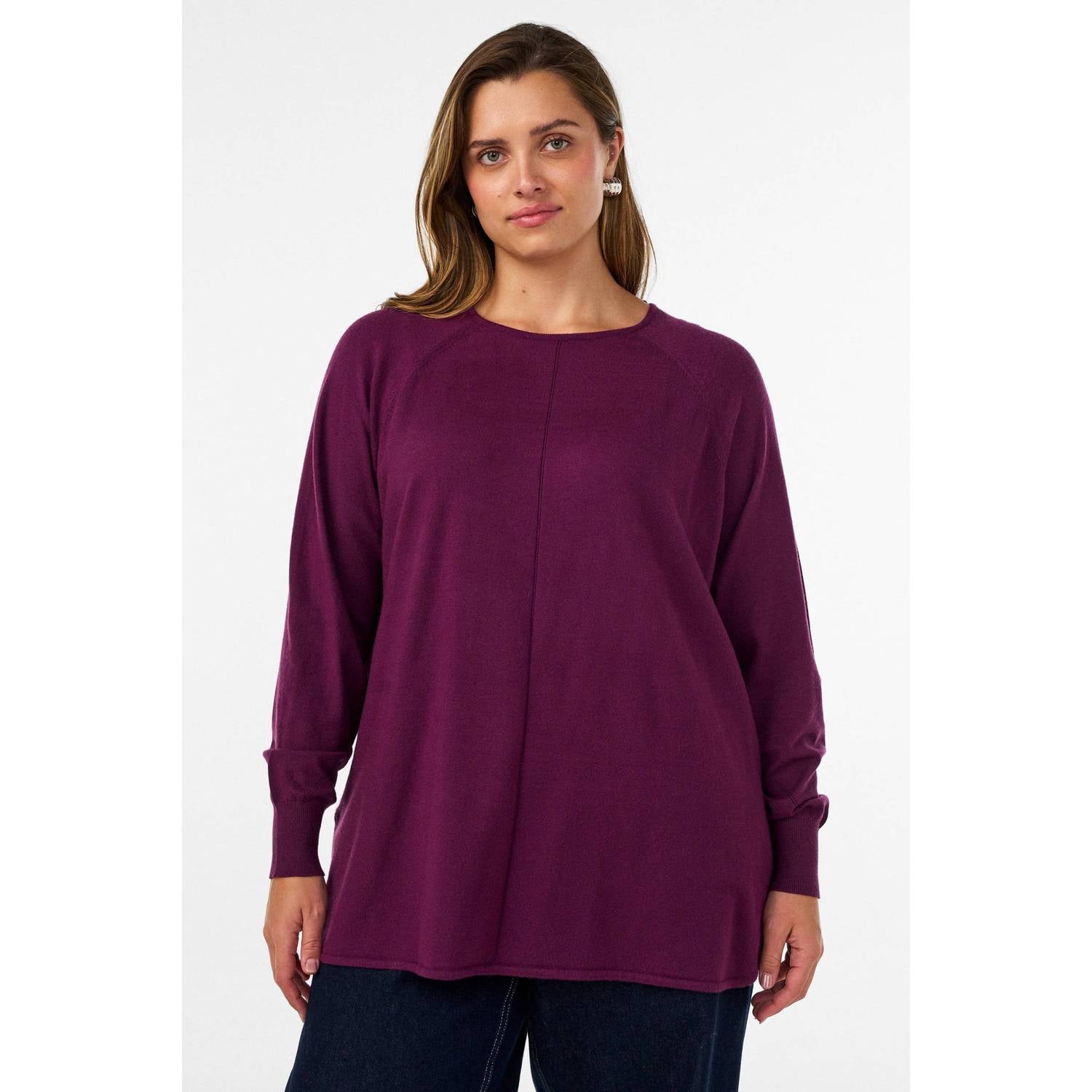 Zizzi Plus Size gebreide pullover donkerrood