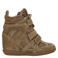 Shoecolate suède sneakers met sleehak - taupe