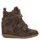 Shoecolate suède sneakers met sleehak en panterprint - bruin
