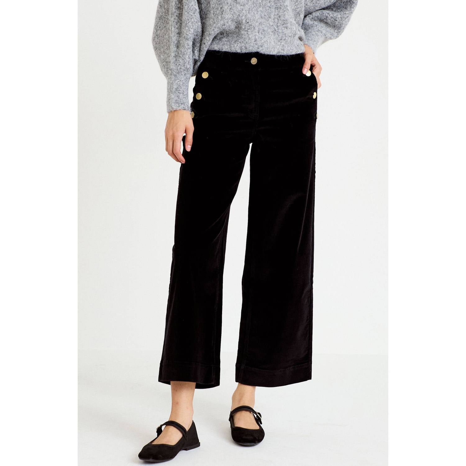 Cache corduroy bootcut cropped broek zwart