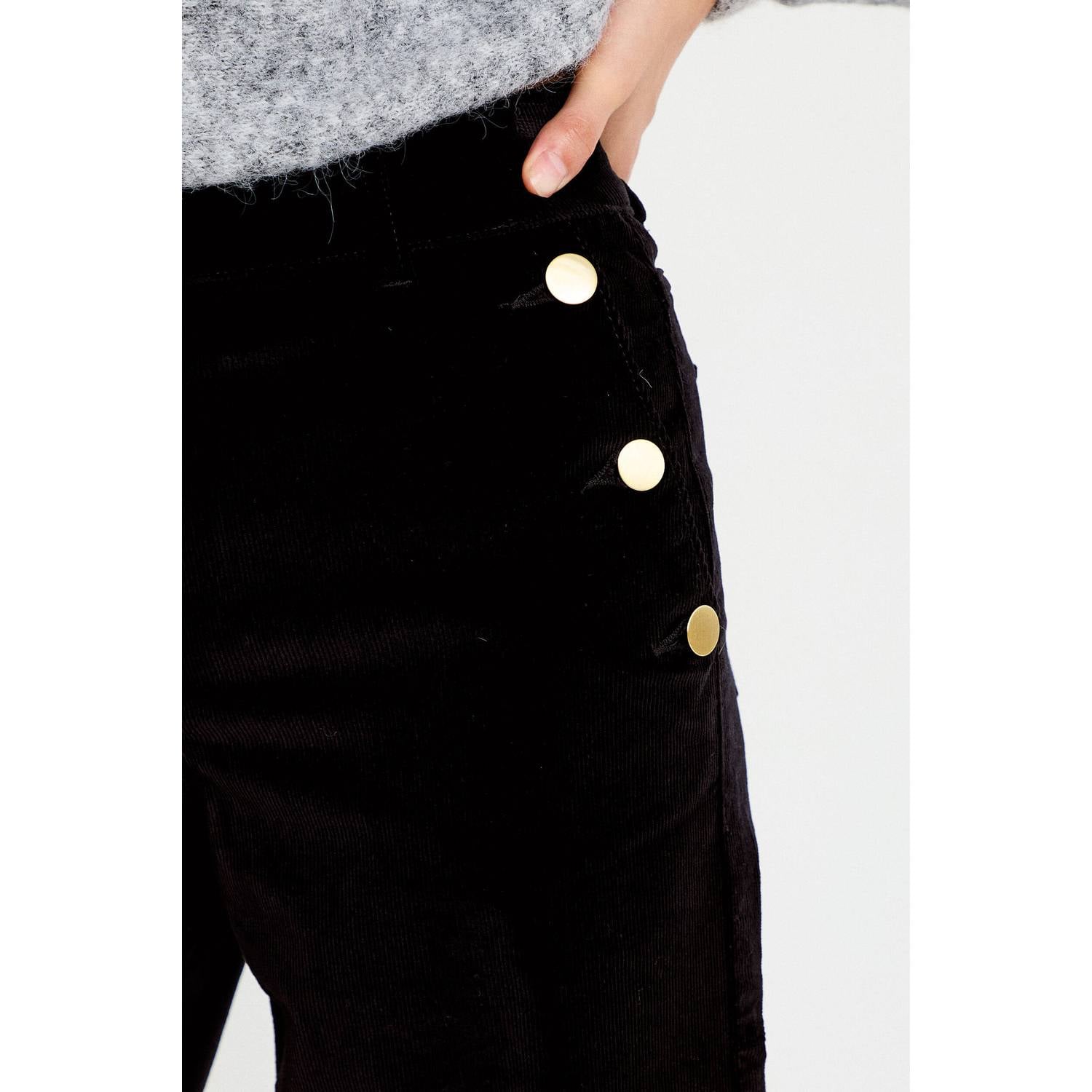 Cache corduroy bootcut cropped broek zwart