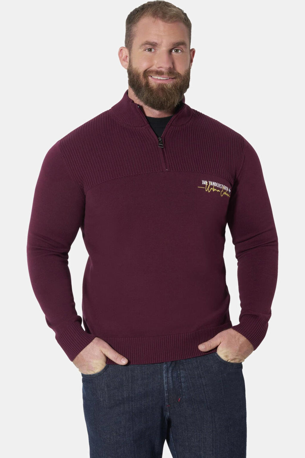 Jan Vanderstorm Plus Size katoenen trui - donkerrood