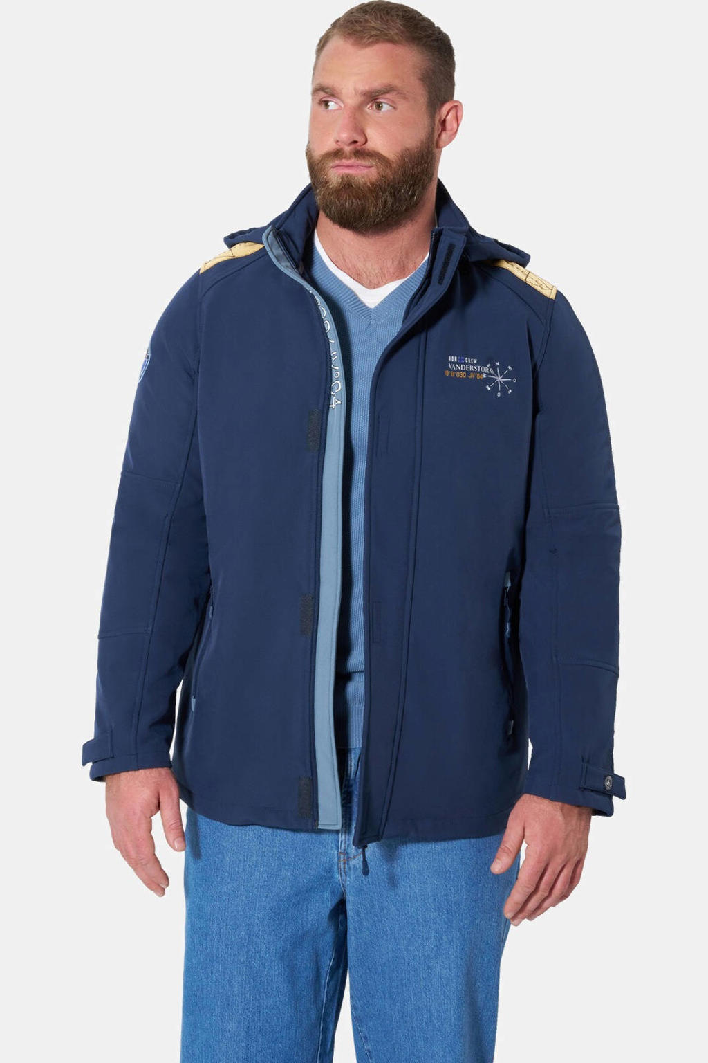 Jan Vanderstorm Plus Size jas - donkerblauw