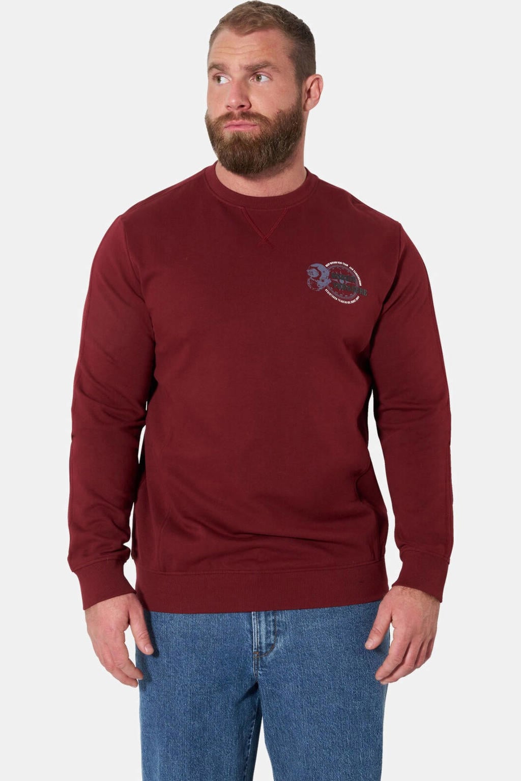 Jan Vanderstorm Plus Size katoenen trui - donkerrood