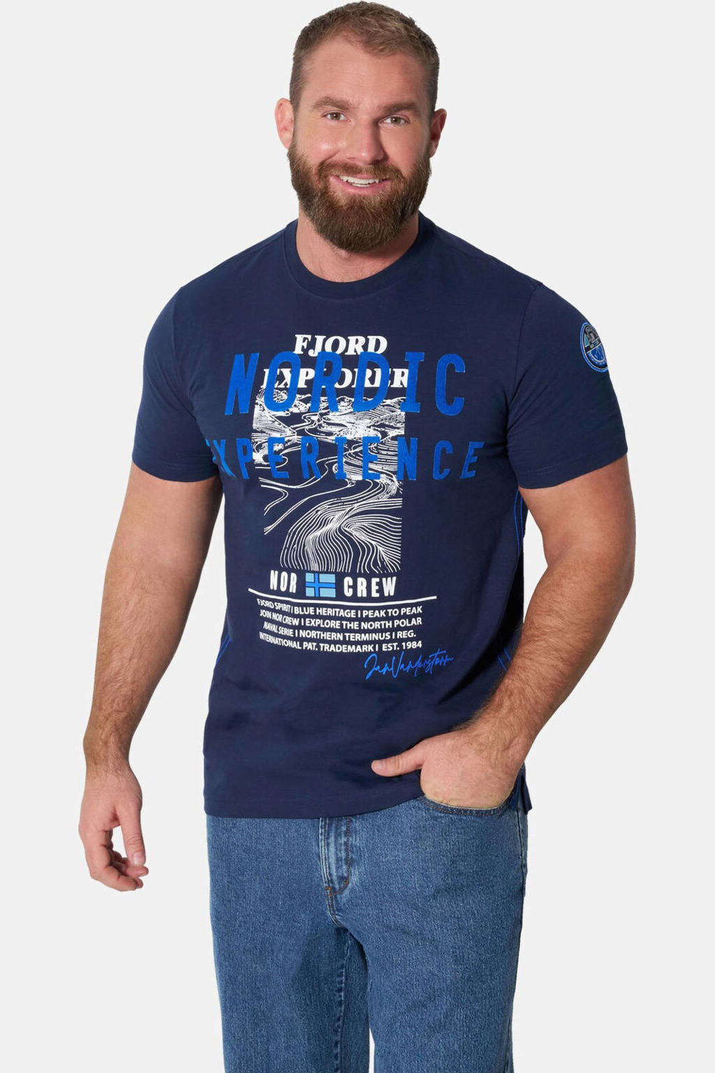 Jan Vanderstorm Plus Size T-shirt - donkerblauw
