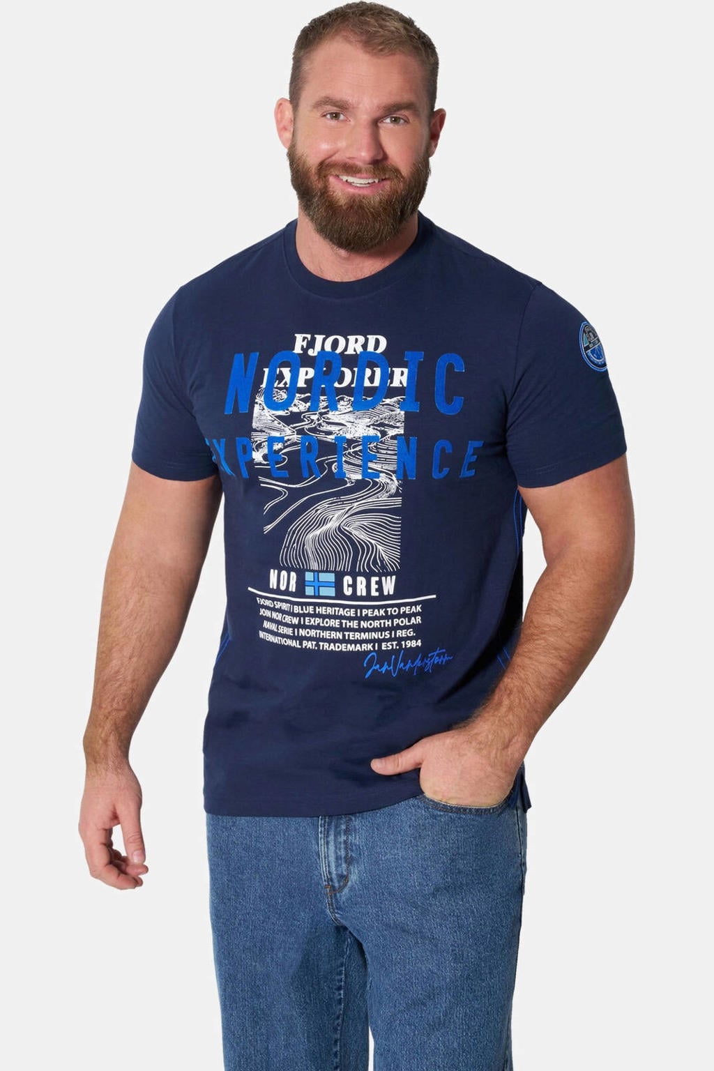 Jan Vanderstorm Plus Size T-shirt - donkerblauw