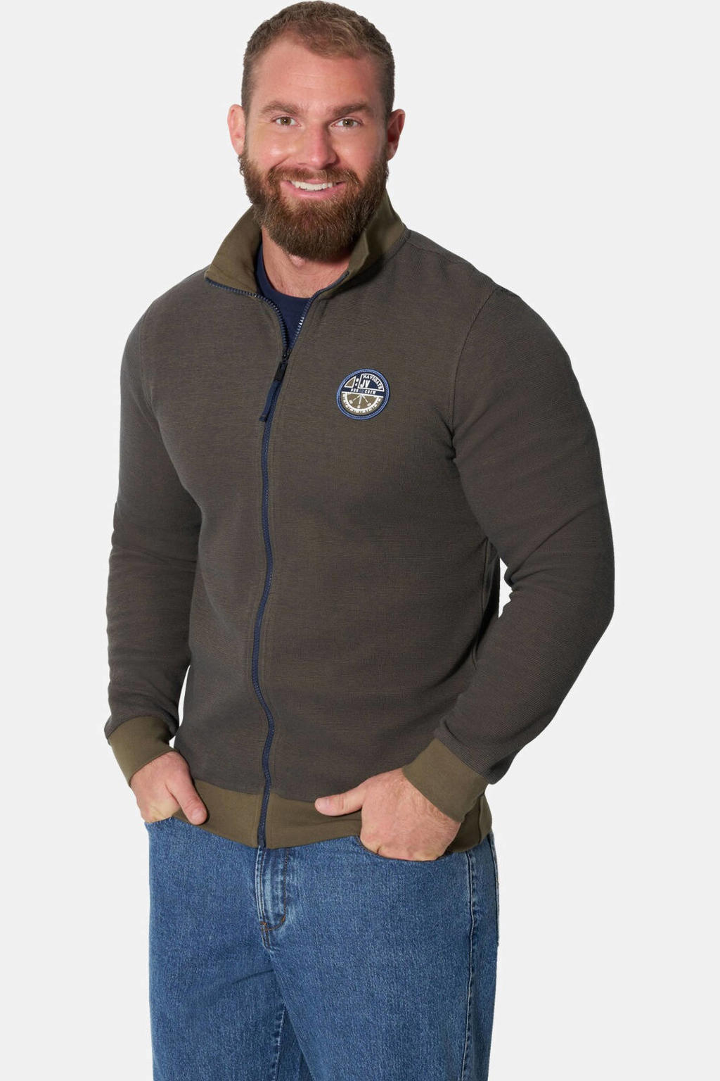 Jan Vanderstorm Plus Size katoenen vest - olijfgroen