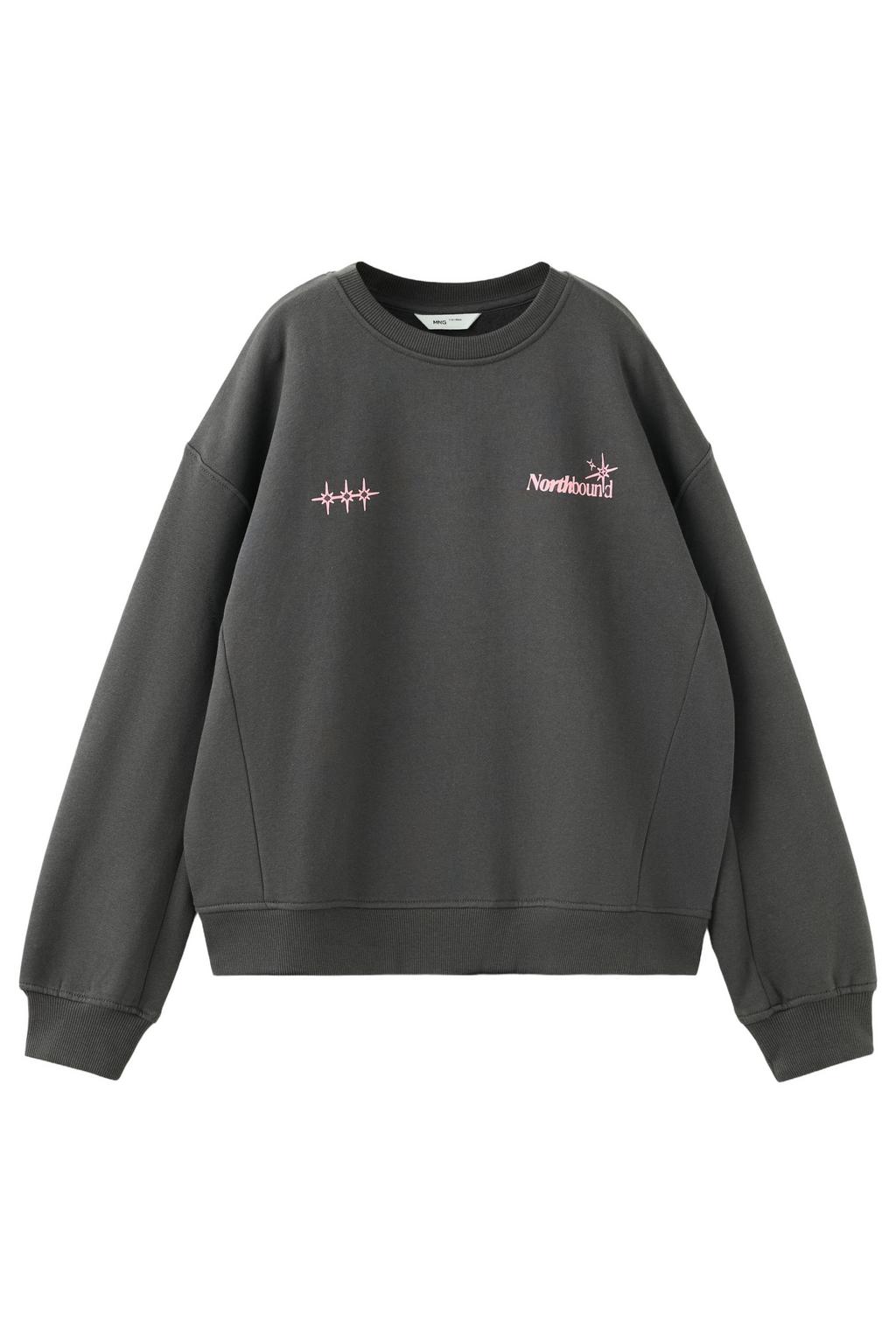 Mango Kids sweater met backprint - antraciet