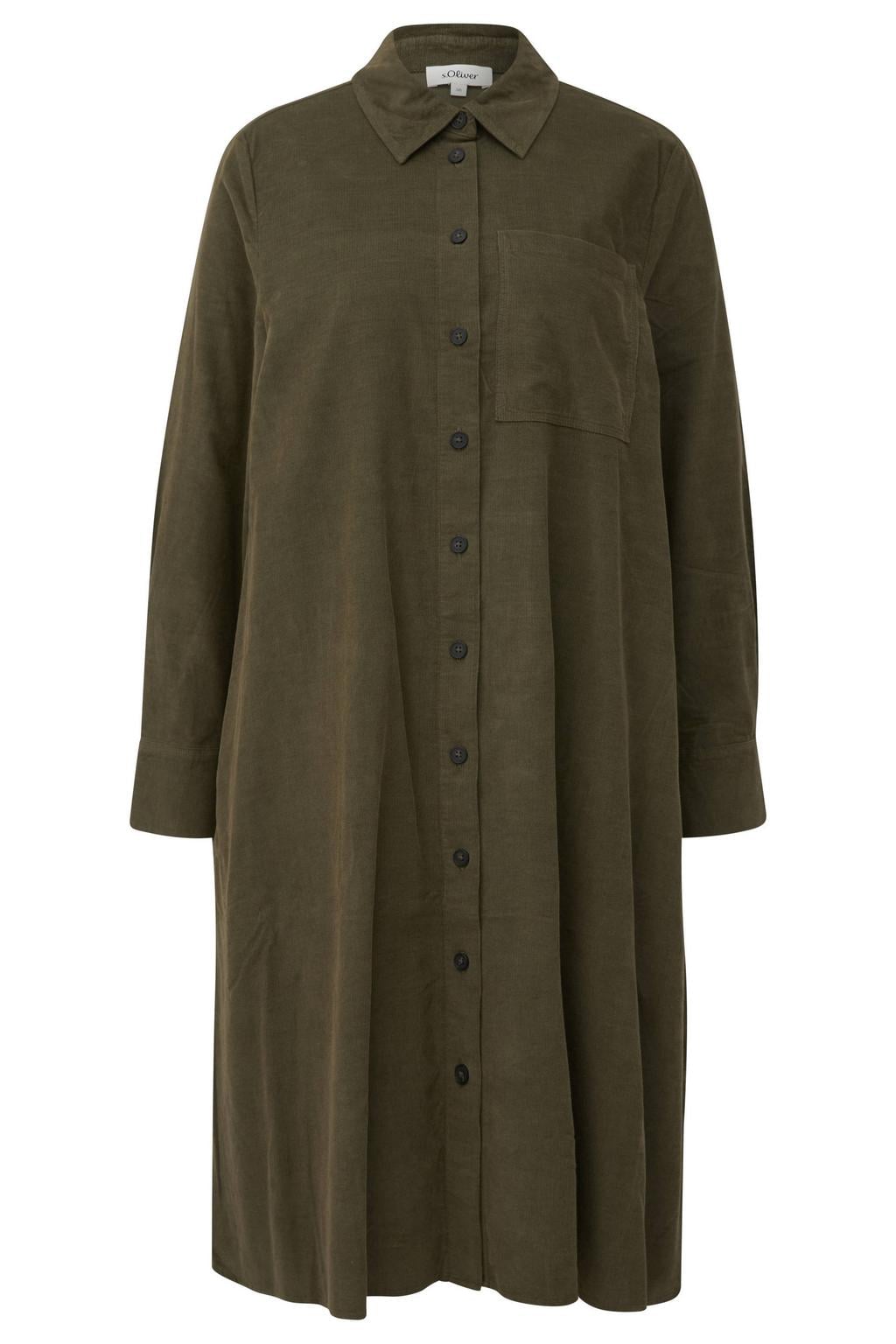s.Oliver corduroy korte blousejurk - donkergroen