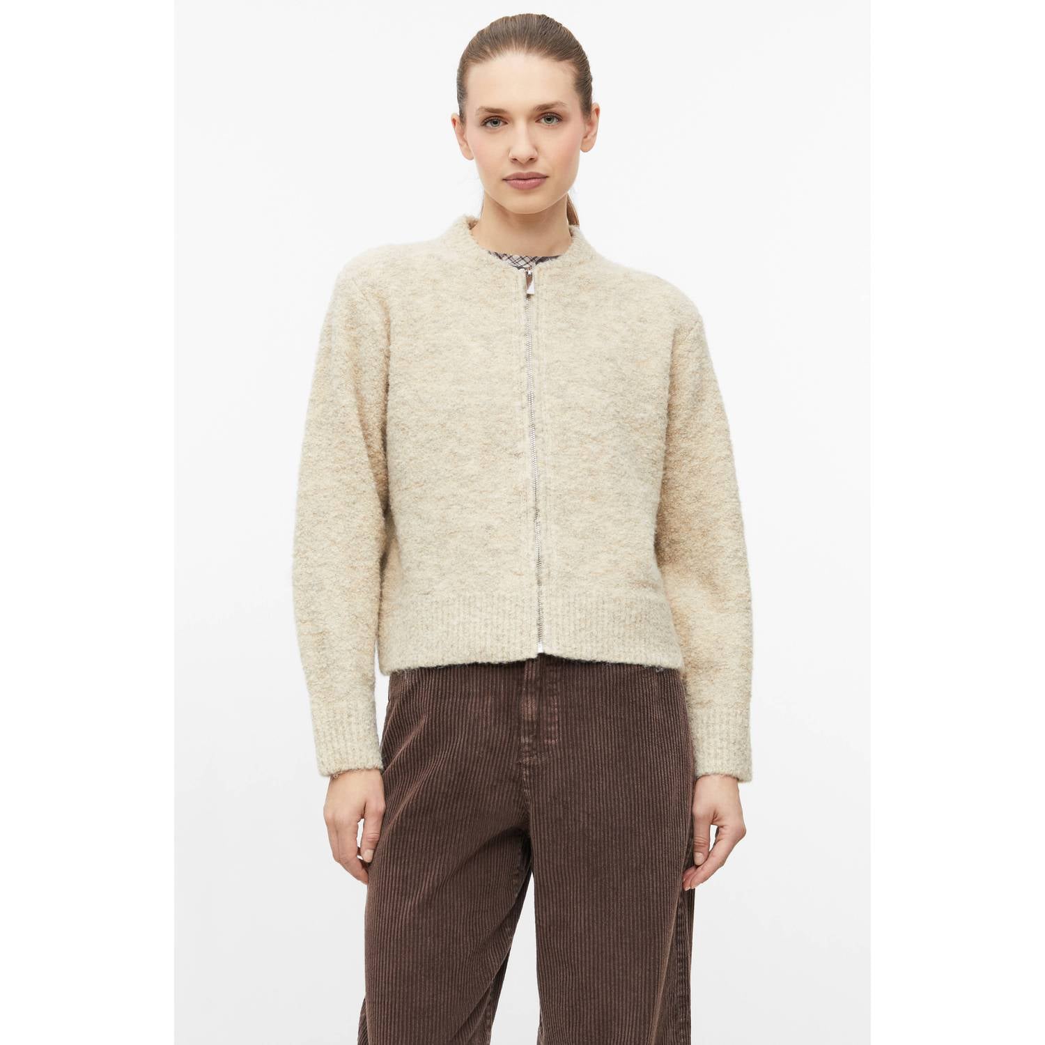 s.Oliver gemêleerd gebreid vest met wol beige
