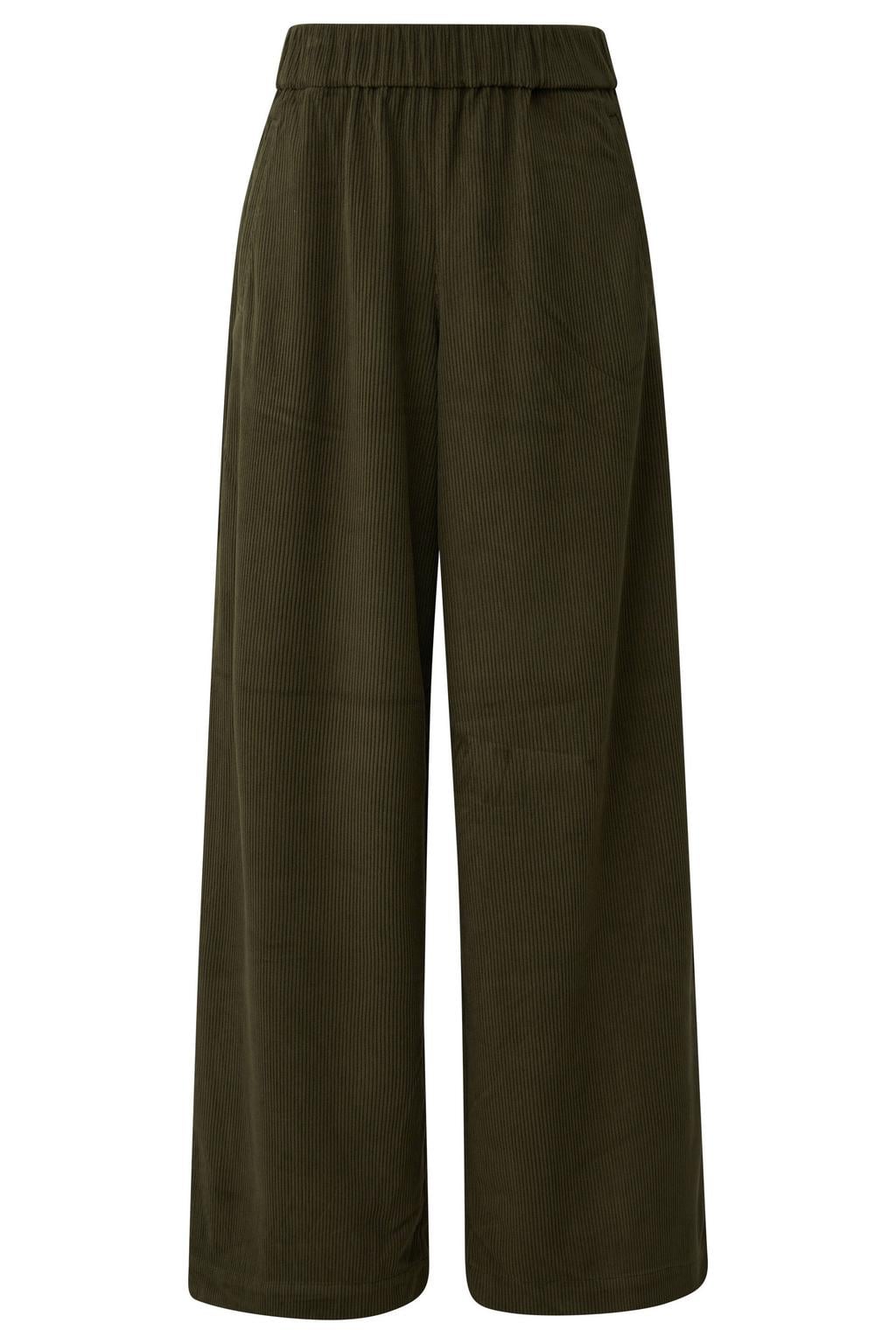 s.Oliver corduroy wide leg casual broek - donkergroen
