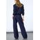 SisterS Point wide leg pantalon met plooien - donkerblauw