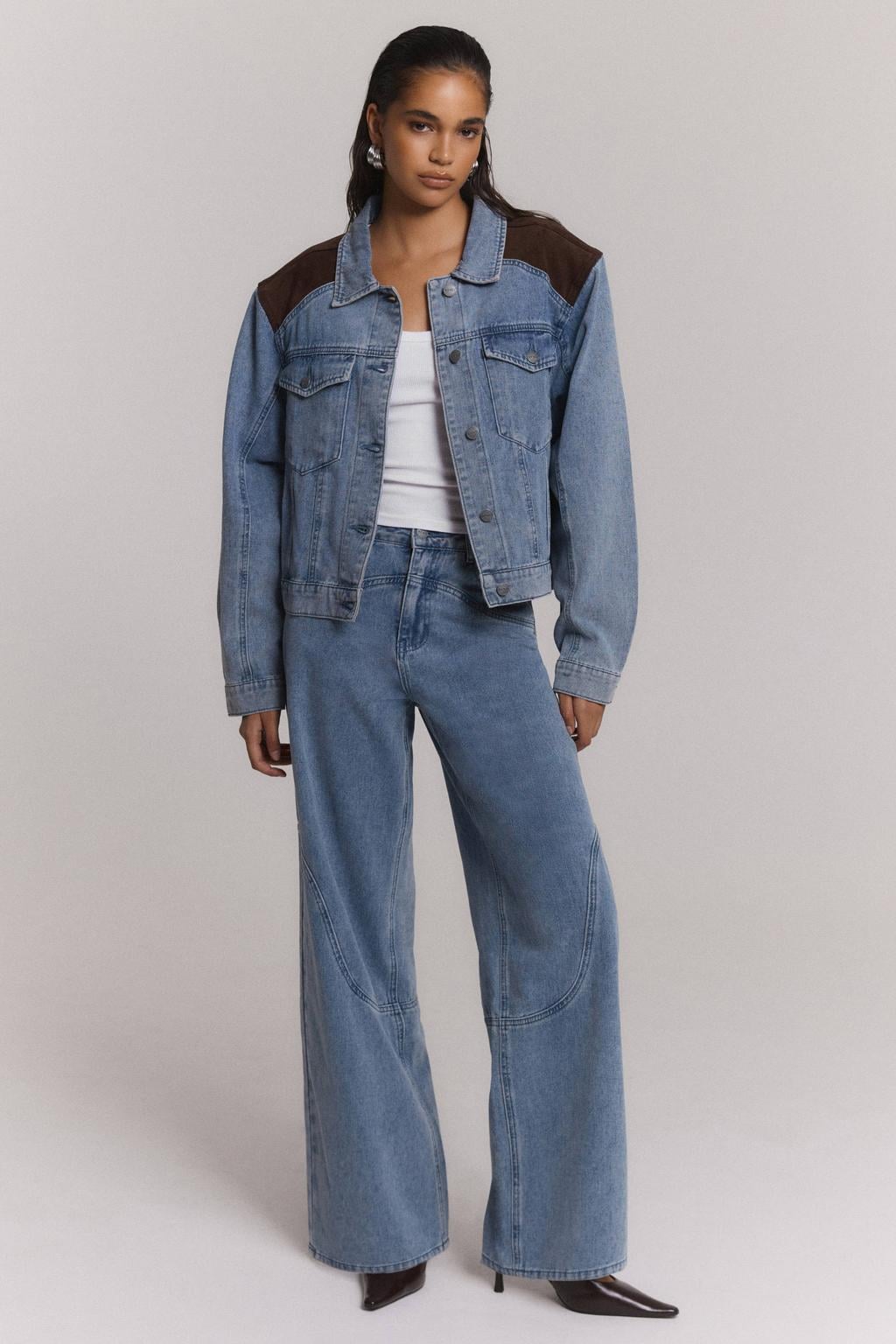 Refined Department wide leg jeans - medium blue denim