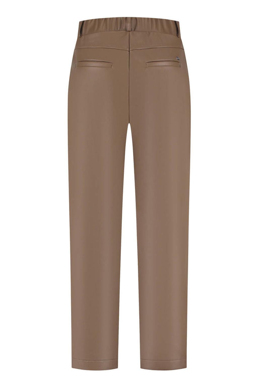 Lady Day imitatieleren straight leg broek - bruin