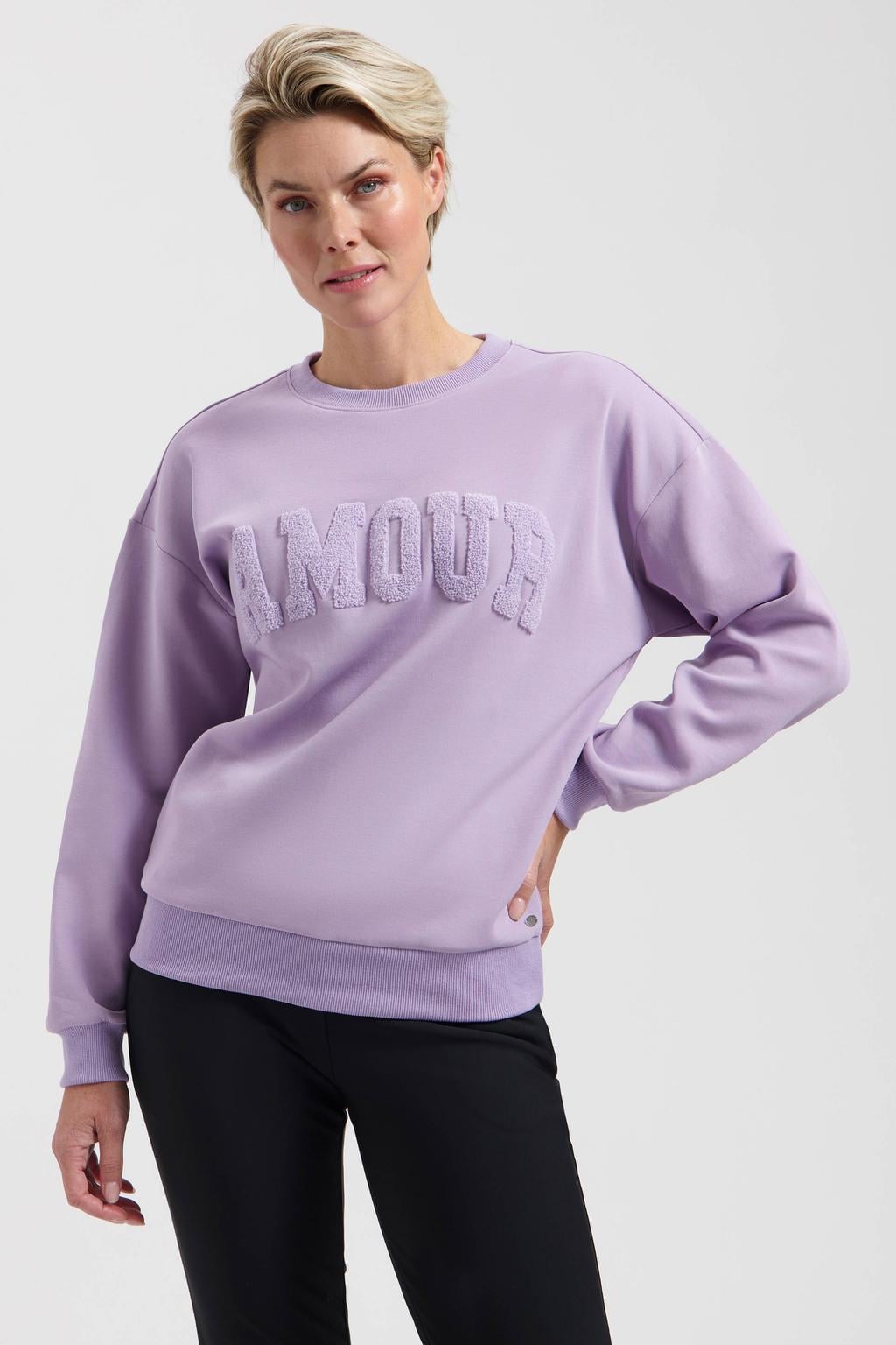 Lady Day sweater met tekst - lila