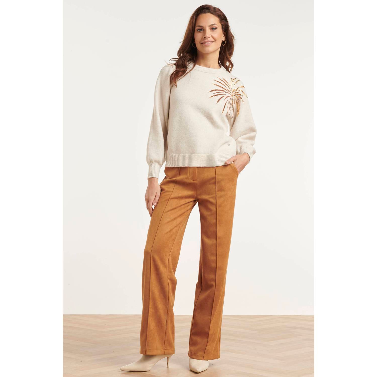 Smashed Lemon top met pailletten ecru
