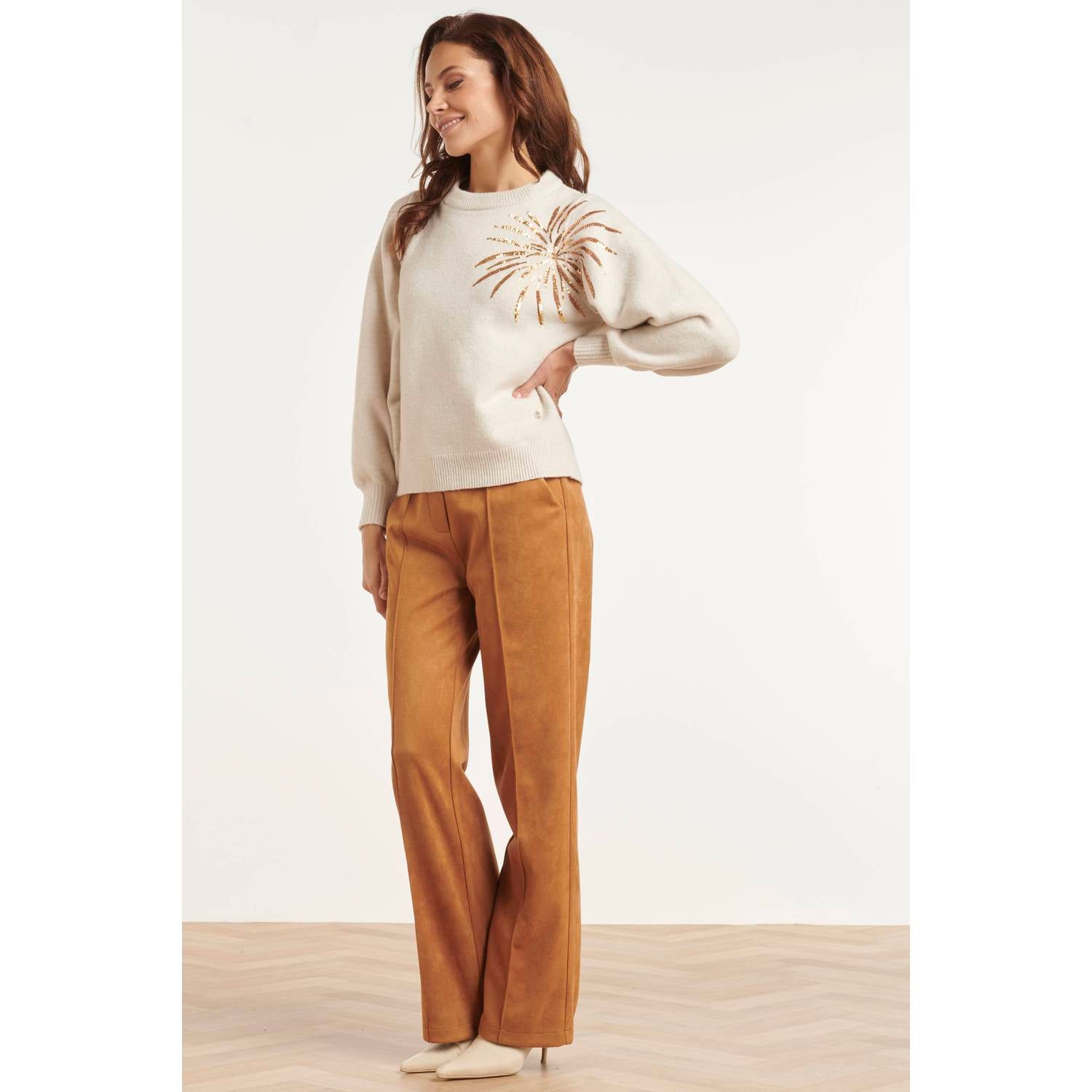 Smashed Lemon top met pailletten ecru