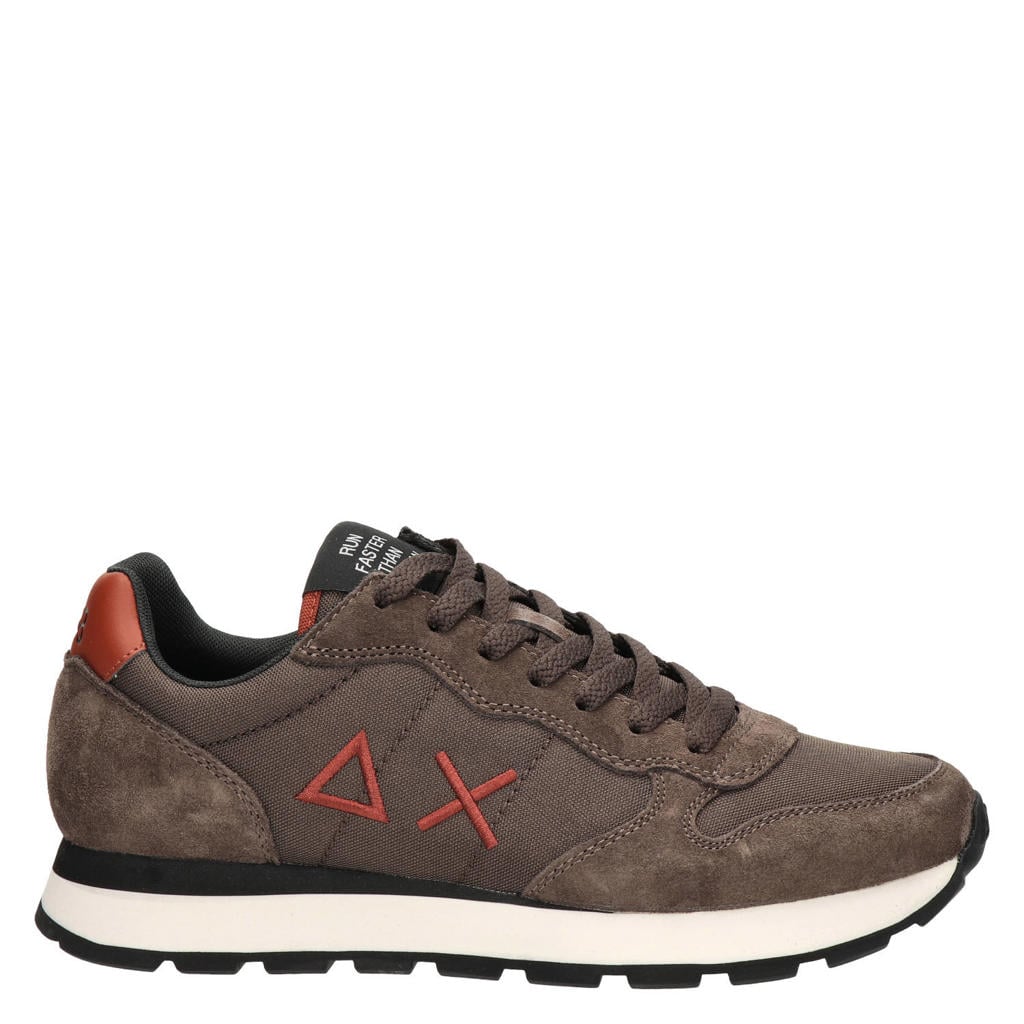 Bruine heren SUN68 Solid suède sneakers met logo -