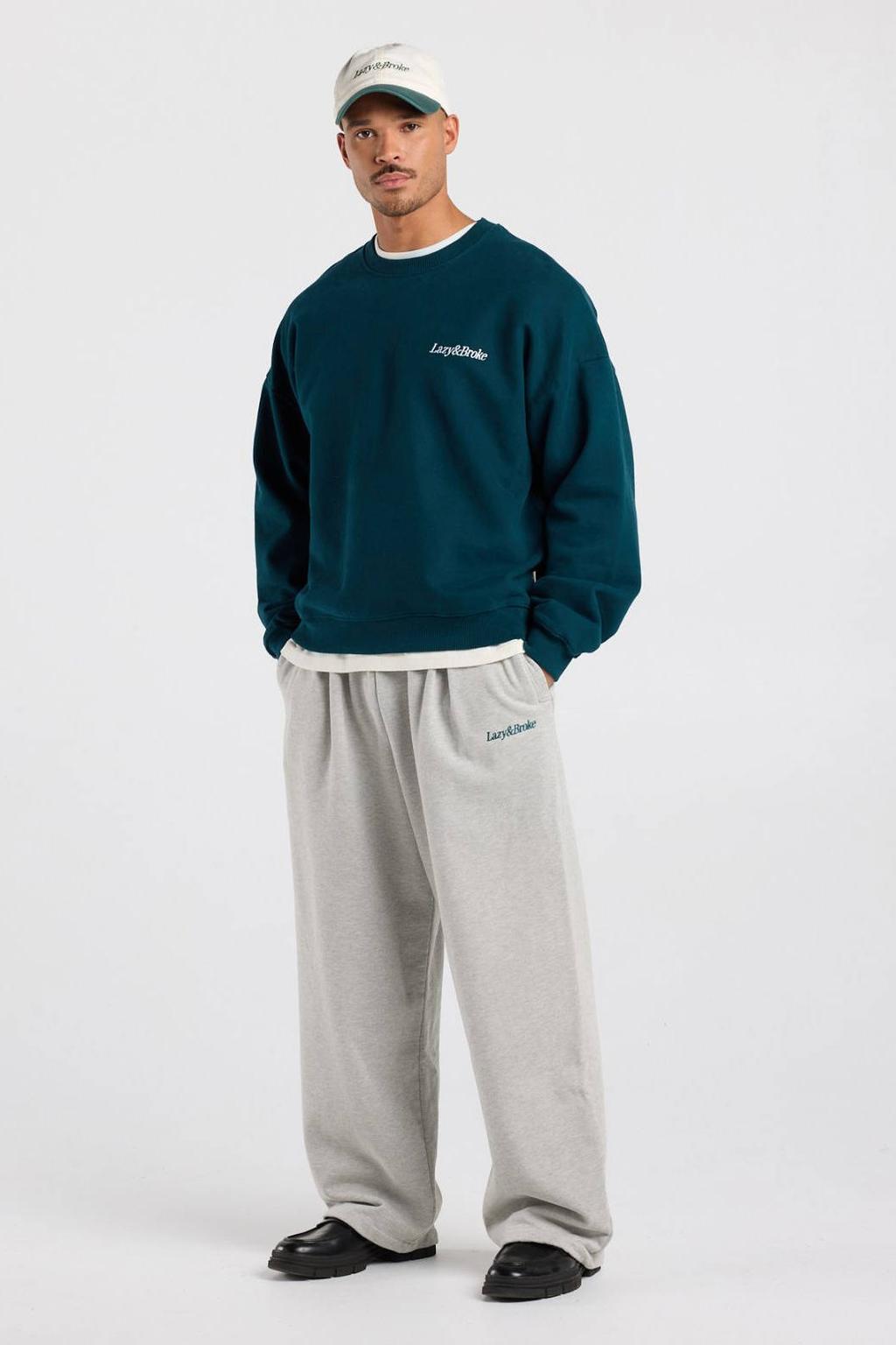 America Today boxy sweater met borduursels - donkergroen