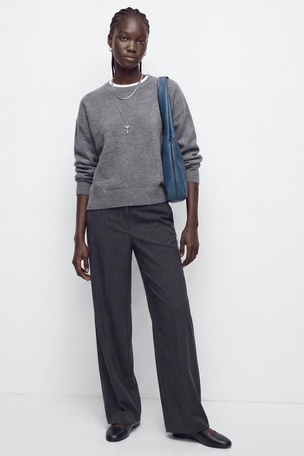 MANGO TEEN gebreide trui met studs en wol - grijs