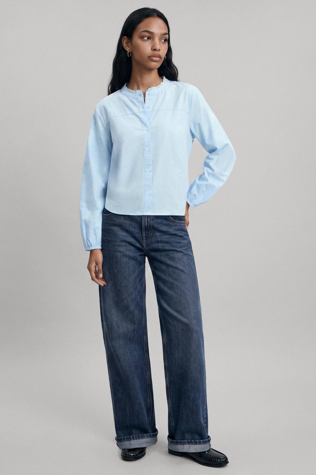 MANGO TEEN blouse met ruches - lichtblauw