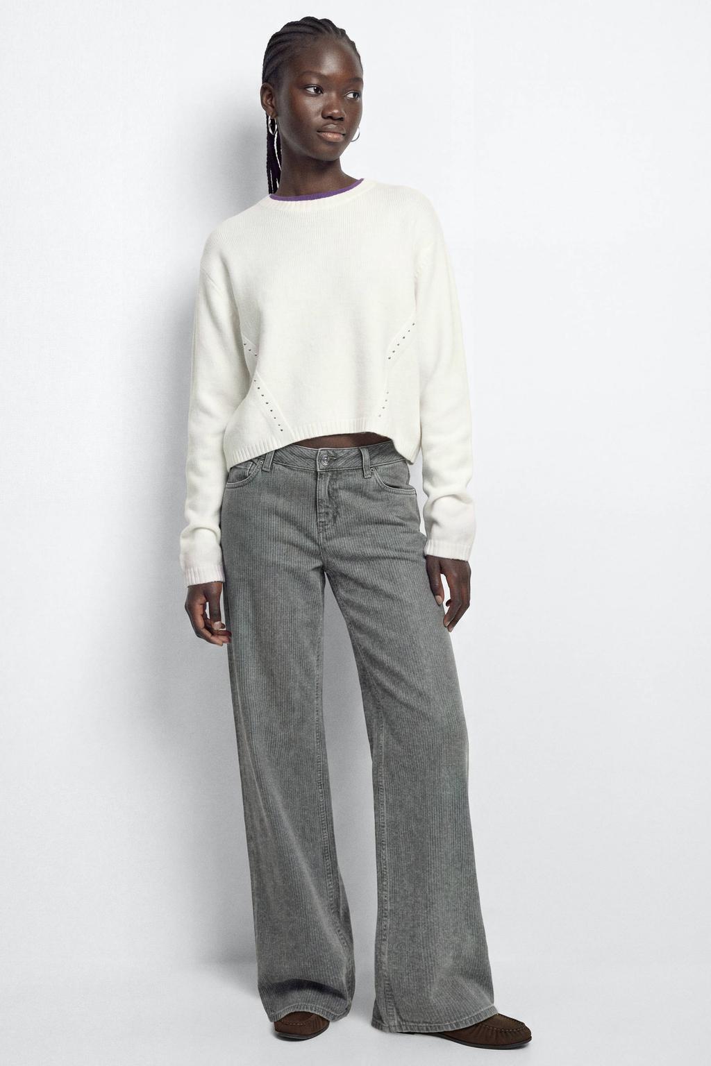 MANGO TEEN gebreide trui met studs - wit