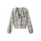 MANGO TEEN rechtvallende geruite blousetop met ruches - beige/wit/zwart