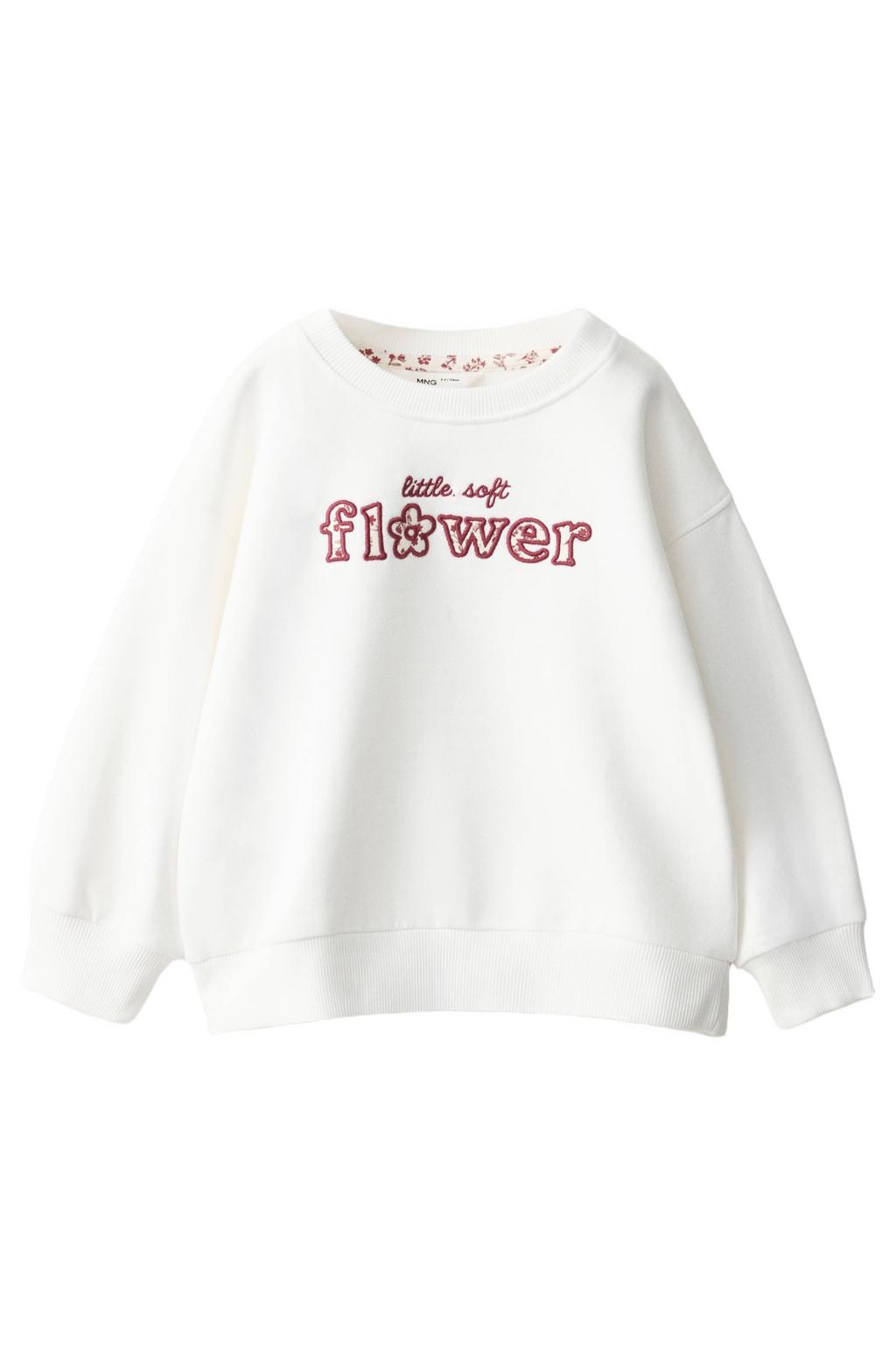 Mango Kids rechtvallende sweater met tekst - naturel wit/rood