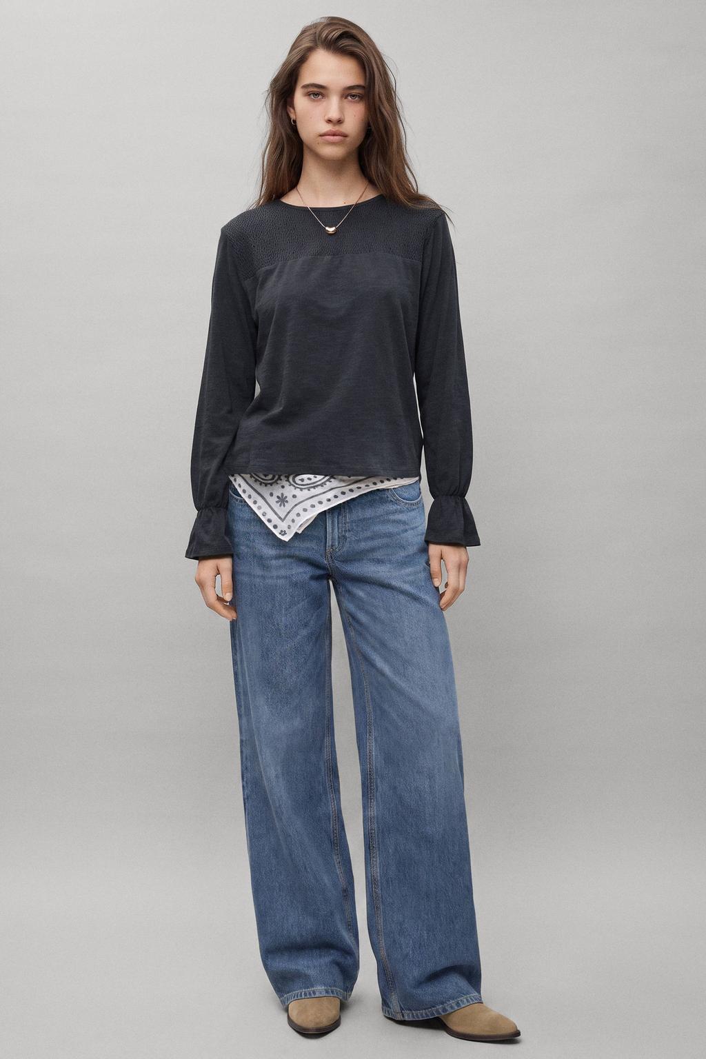 MANGO TEEN longsleeve met ruches - antraciet