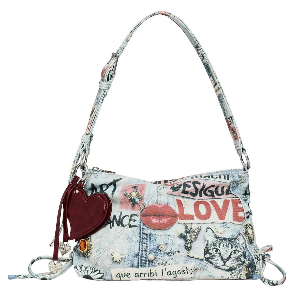 Desigual denim schoudertas blauw